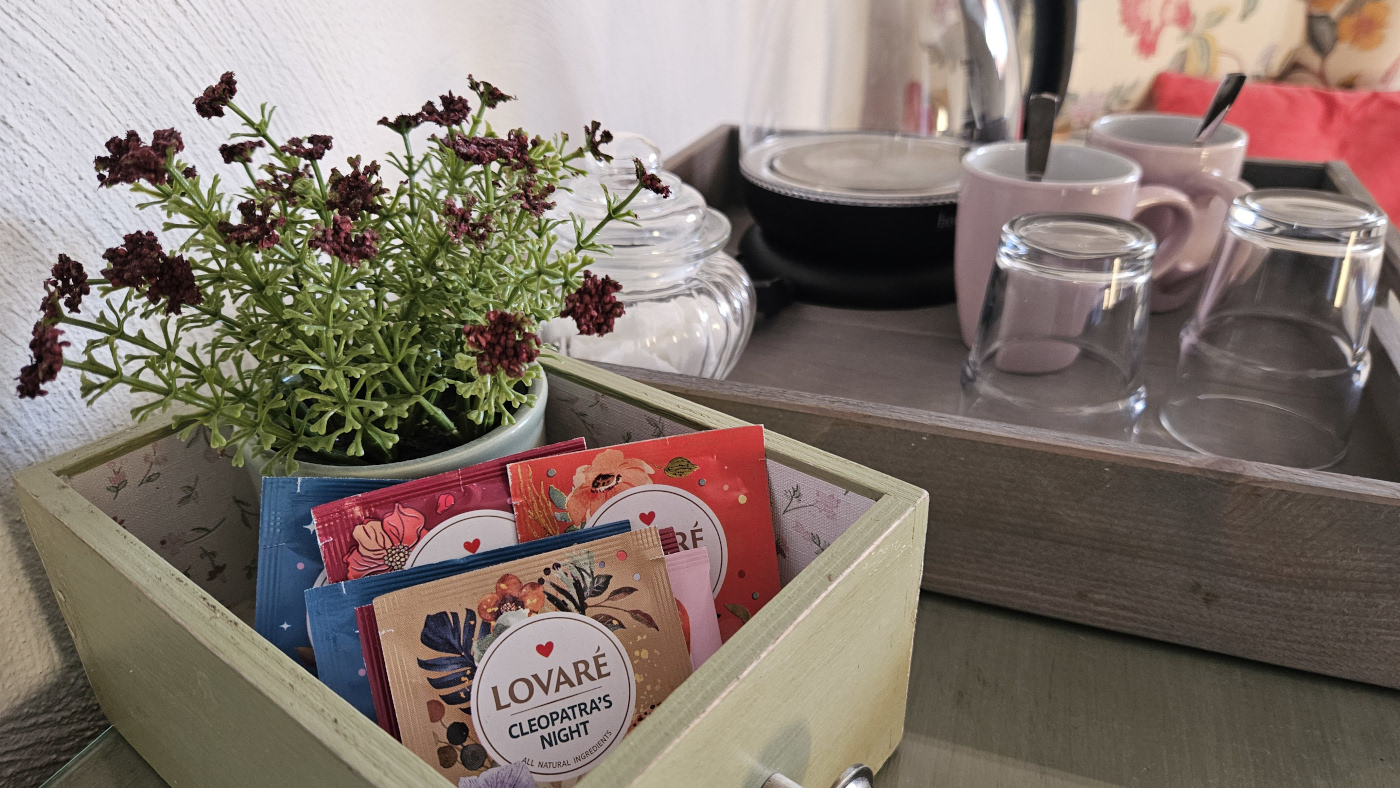 Wnętrze pokoju malinowego pensjonatu Miodówka